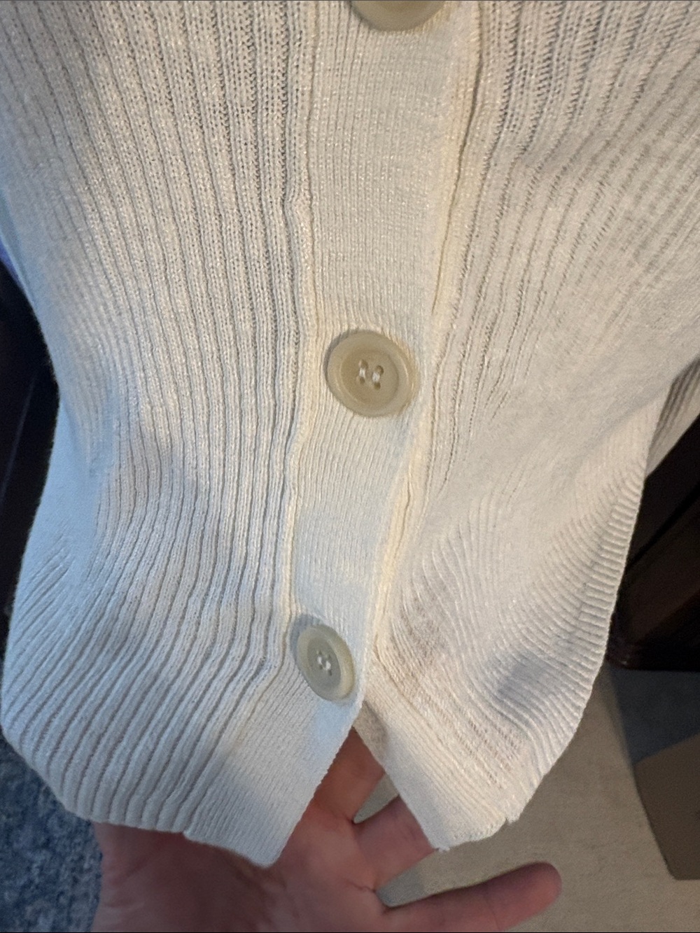 Free People Cream Ribbed Button-Front Collared Cardigan NWT - Picture 7 of 10